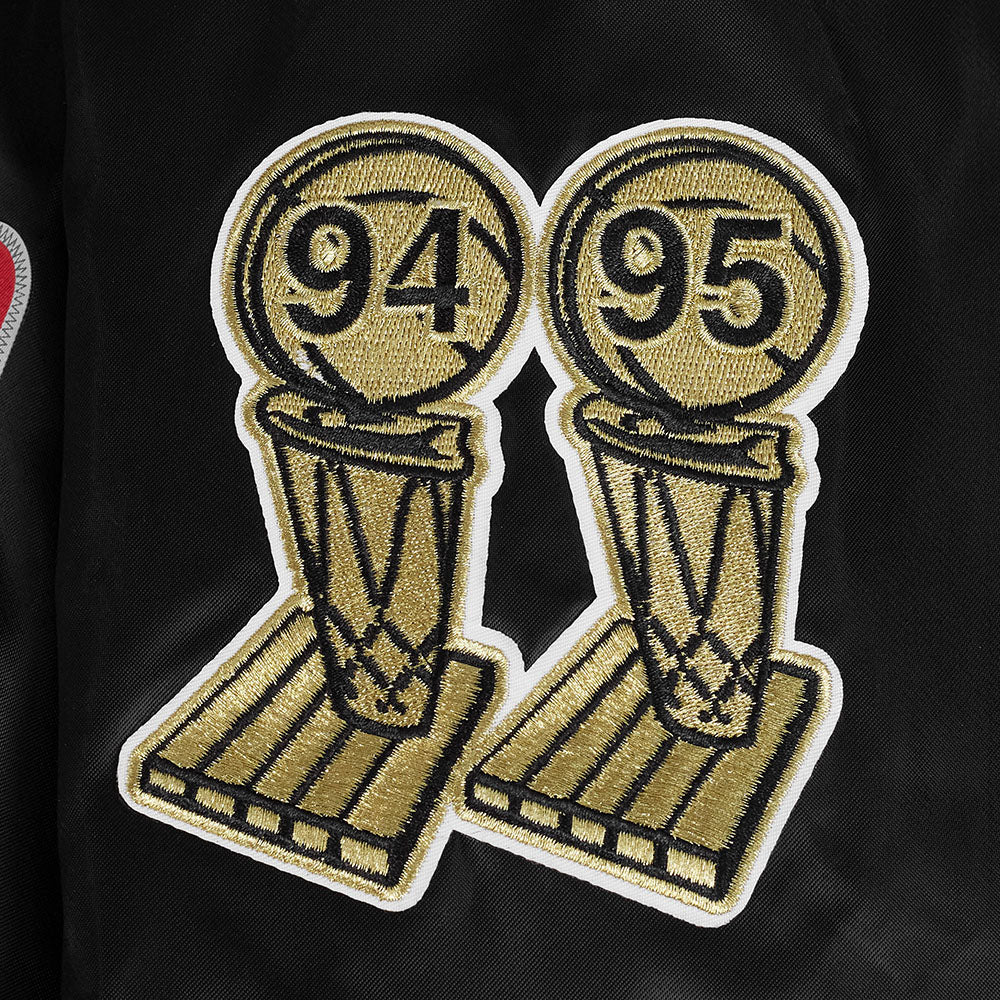 NBA HOUSTON ROCKETS BIG LOGO MEN'S SATIN JACKET (BLACK) - Image 7