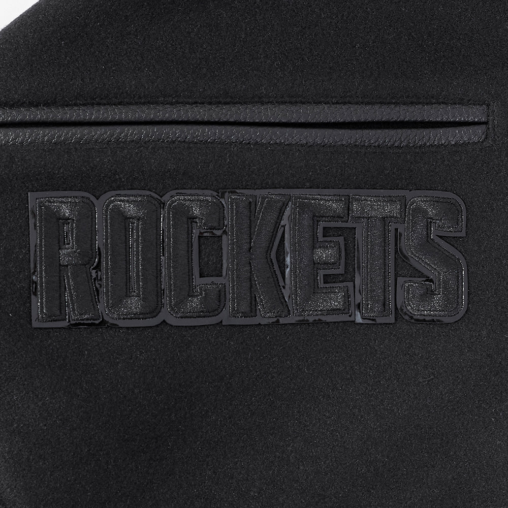 NBA HOUSTON ROCKETS TRIPLE BLACK WOOL MEN'S VARSITY JACKET (TRIPLE BLACK) - Image 6
