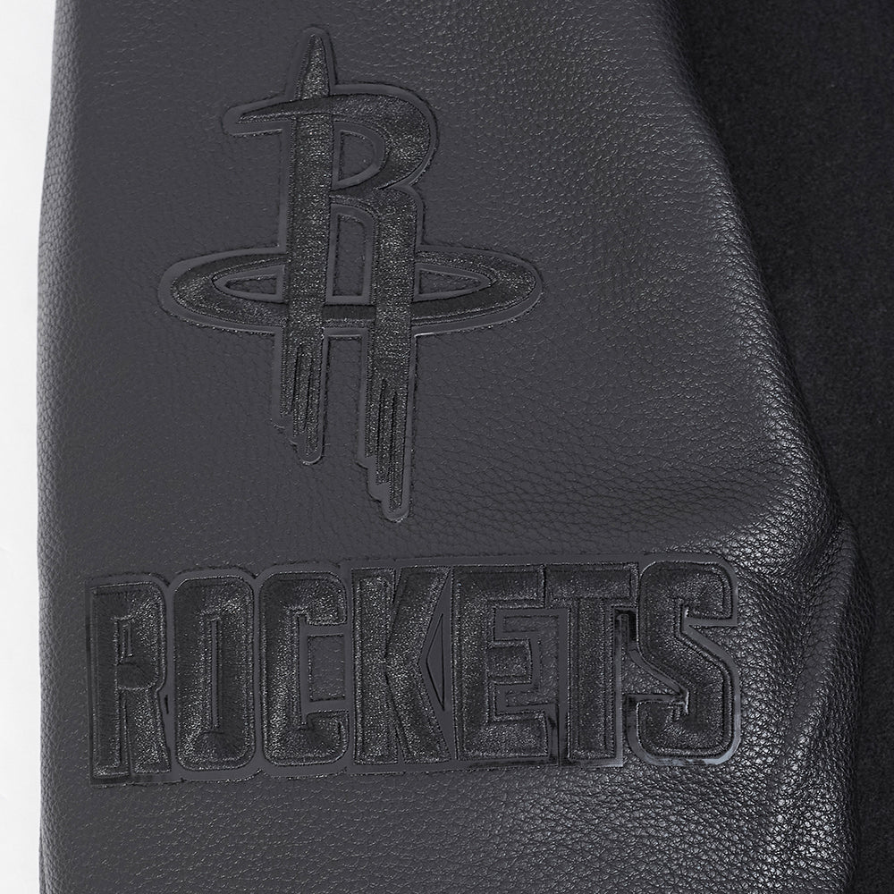 NBA HOUSTON ROCKETS TRIPLE BLACK WOOL MEN'S VARSITY JACKET (TRIPLE BLACK) - Image 7