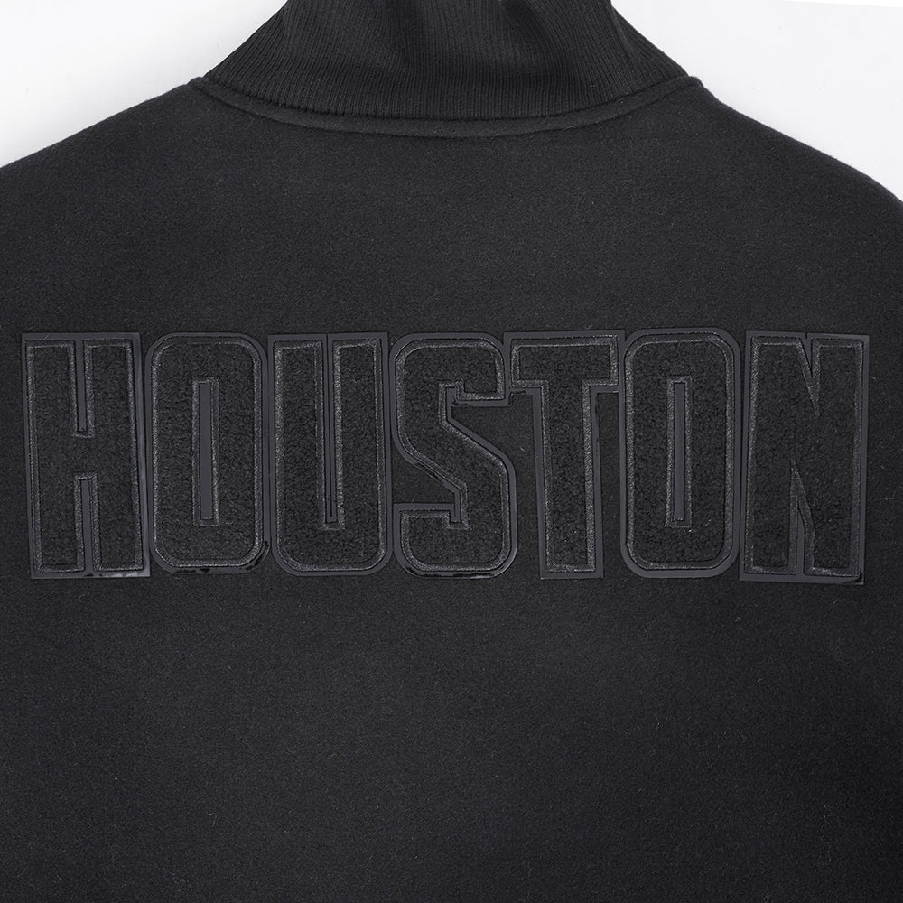 NBA HOUSTON ROCKETS TRIPLE BLACK WOOL MEN'S VARSITY JACKET (TRIPLE BLACK) - Image 9