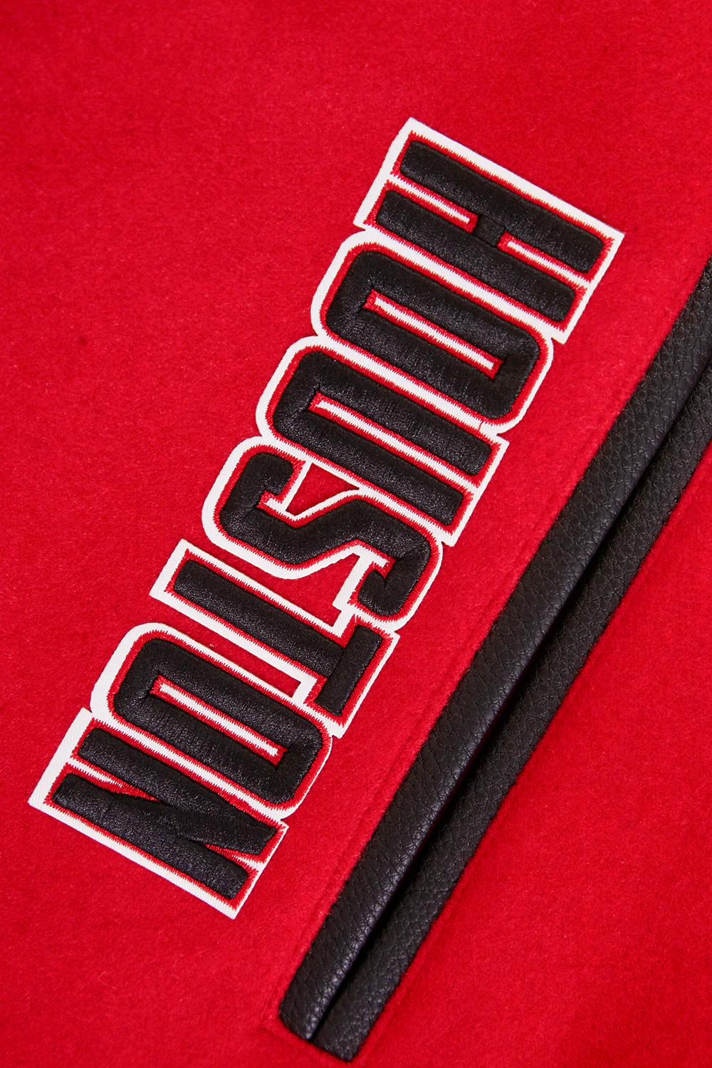 NBA HOUSTON ROCKETS RETRO CLASSIC MEN'S RIB WOOL VARSITY JACKET (RED/BLACK) - Image 8