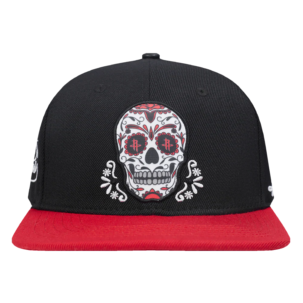 NBA HOUSTON ROCKETS SUGAR SKULL WOOL BLEND PRO SIX SNAPBACK (BLACK/RED)