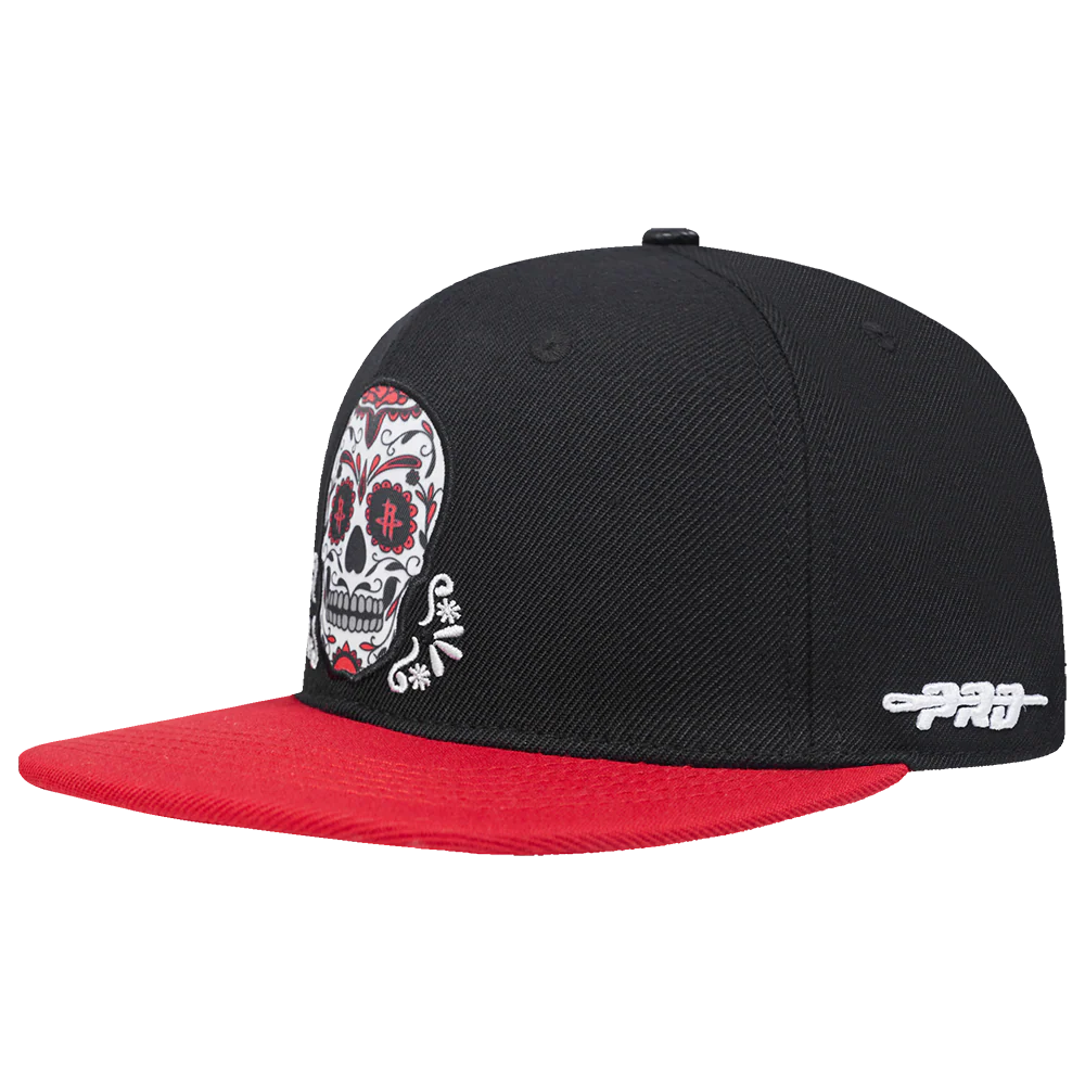 NBA HOUSTON ROCKETS SUGAR SKULL WOOL BLEND PRO SIX SNAPBACK (BLACK/RED) - Image 2