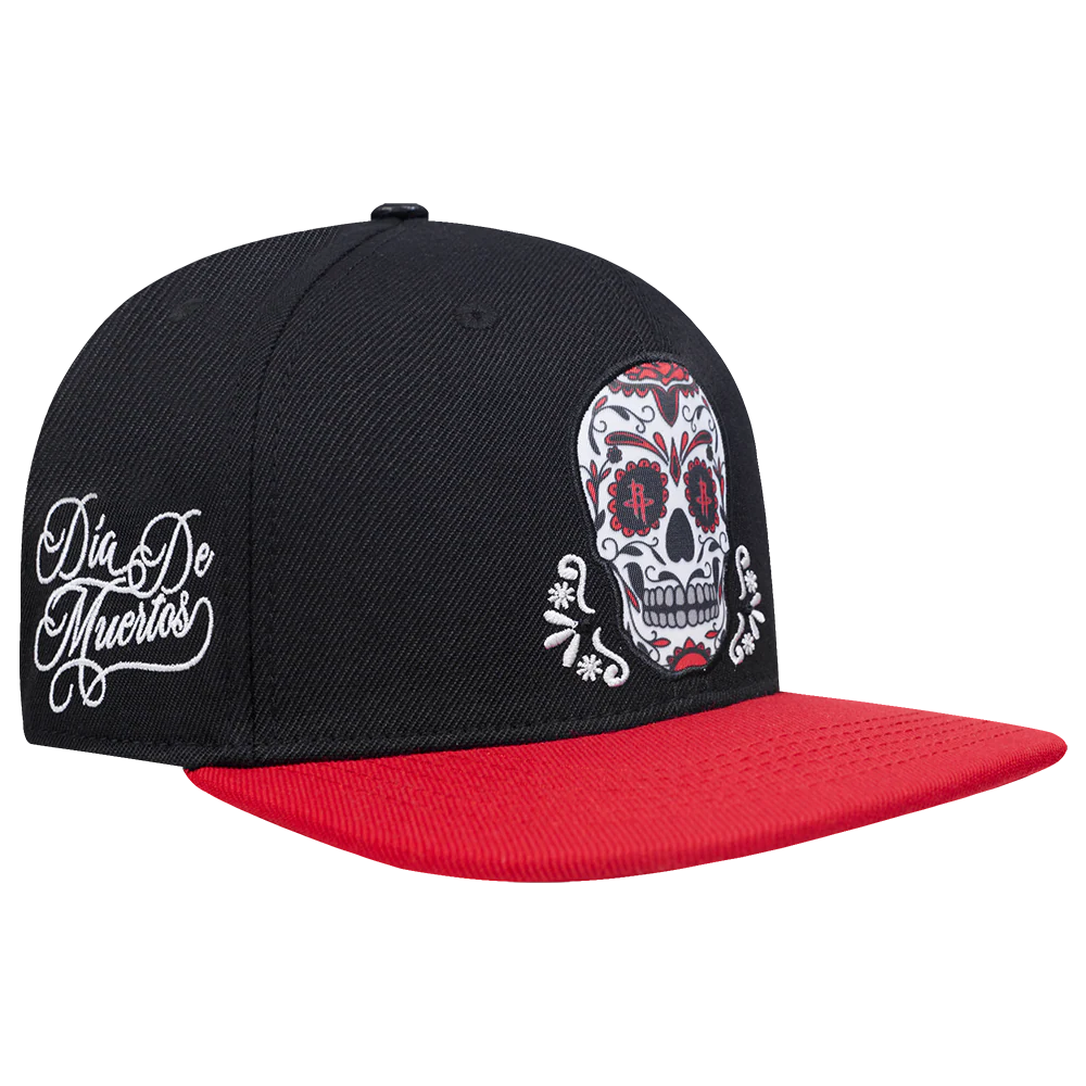 NBA HOUSTON ROCKETS SUGAR SKULL WOOL BLEND PRO SIX SNAPBACK (BLACK/RED) - Image 3