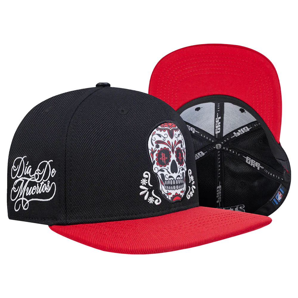 NBA HOUSTON ROCKETS SUGAR SKULL WOOL BLEND PRO SIX SNAPBACK (BLACK/RED) - Image 6