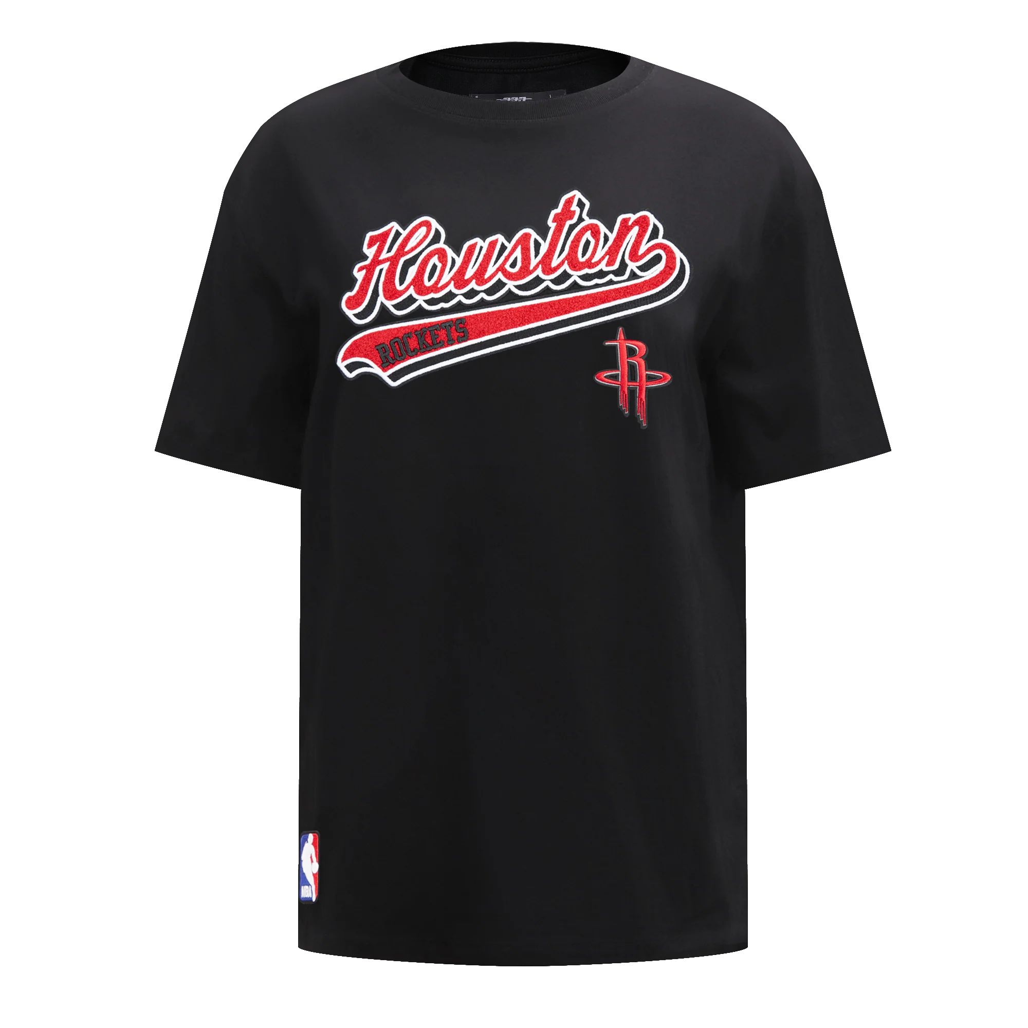 NBA HOUSTON ROCKETS SCRIPT TAIL WOMEN'S BOYFRIEND TEE (BLACK)