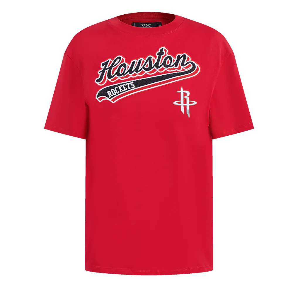 NBA HOUSTON ROCKETS SCRIPT TAIL WOMEN'S BOYFRIEND TEE (RED)