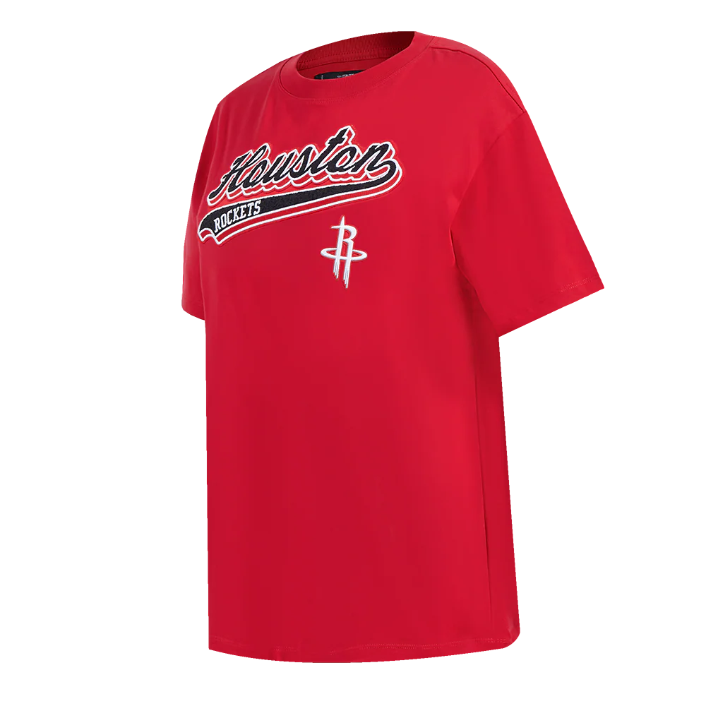 NBA HOUSTON ROCKETS SCRIPT TAIL WOMEN'S BOYFRIEND TEE (RED) - Image 2