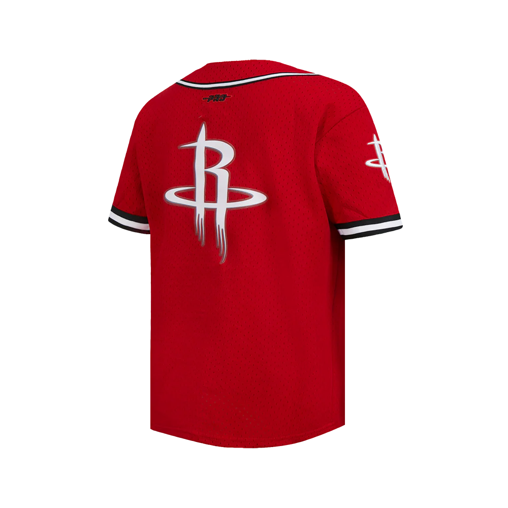 NBA HOUSTON ROCKETS CLASSIC BIG BOY'S MESH BUTTON DOWN SHIRT (RED/BLACK) - Image 4