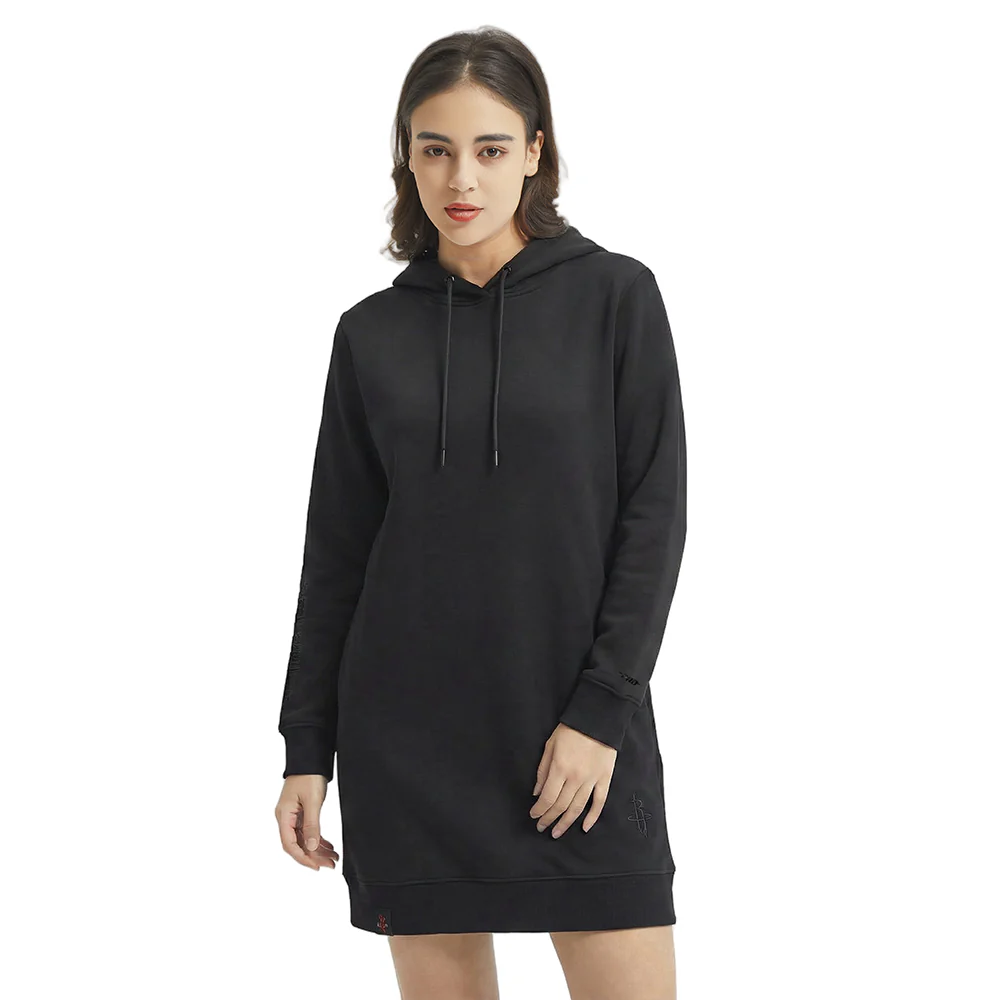 NBA HOUSTON ROCKETS TRIPLE BLACK WOMEN'S FLC HOODIE DRESS (TRIPLE BLACK)