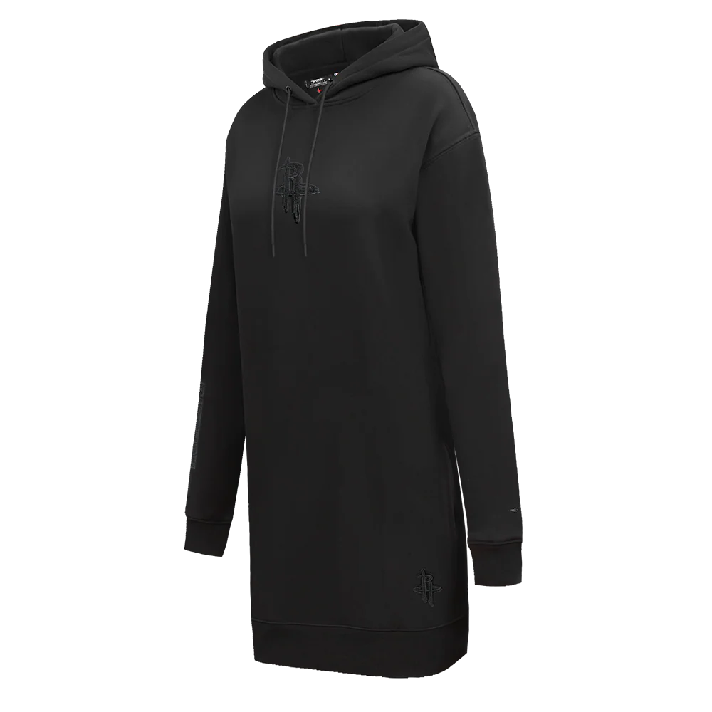 NBA HOUSTON ROCKETS TRIPLE BLACK WOMEN'S FLC HOODIE DRESS (TRIPLE BLACK) - Image 4