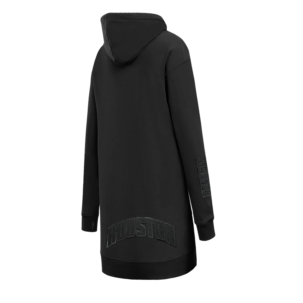 NBA HOUSTON ROCKETS TRIPLE BLACK WOMEN'S FLC HOODIE DRESS (TRIPLE BLACK) - Image 6
