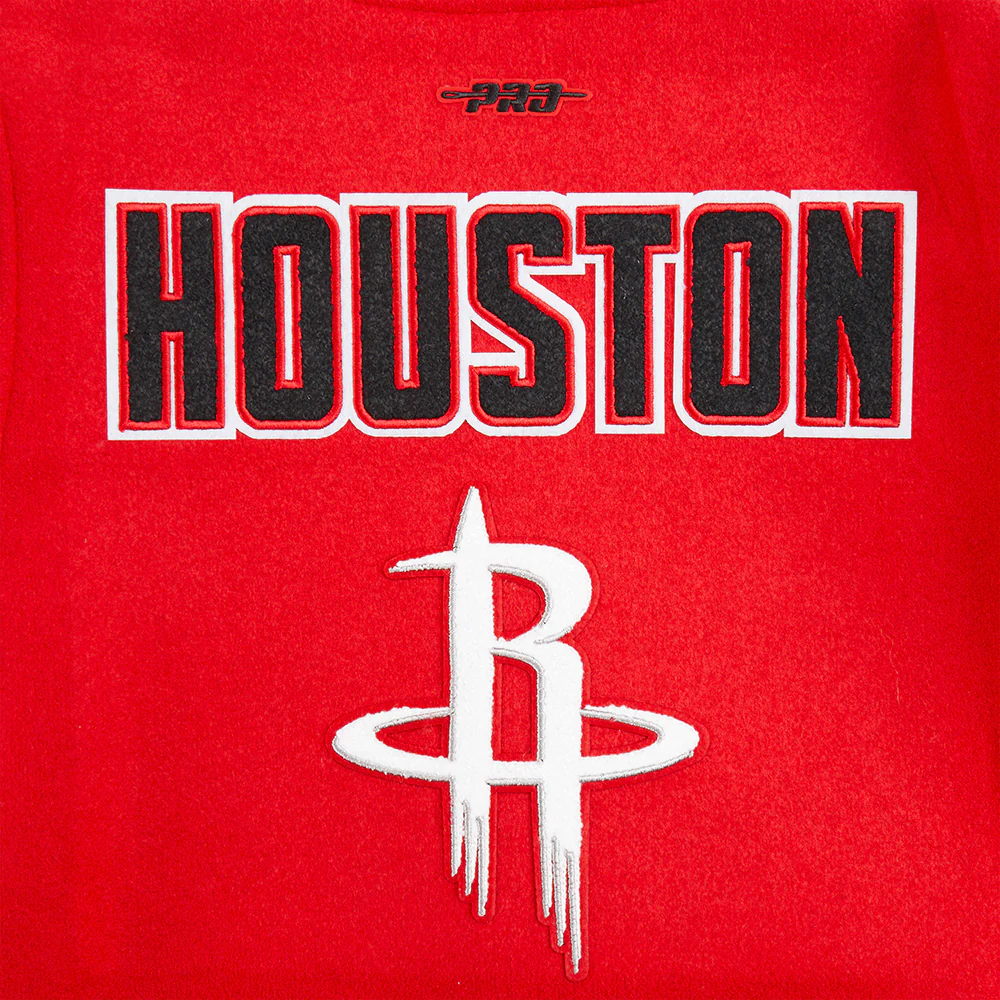 NBA HOUSTON ROCKETS RETRO CLASSIC BIG BOYS RIB WOOL VARSITY JACKET (RED/BLACK) - Image 7