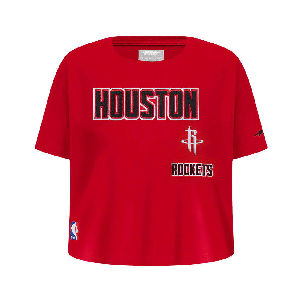 NBA HOUSTON ROCKETS RETRO CLASSIC BIG GIRLS SHORT SLEEVE BOXY TEE (RED)