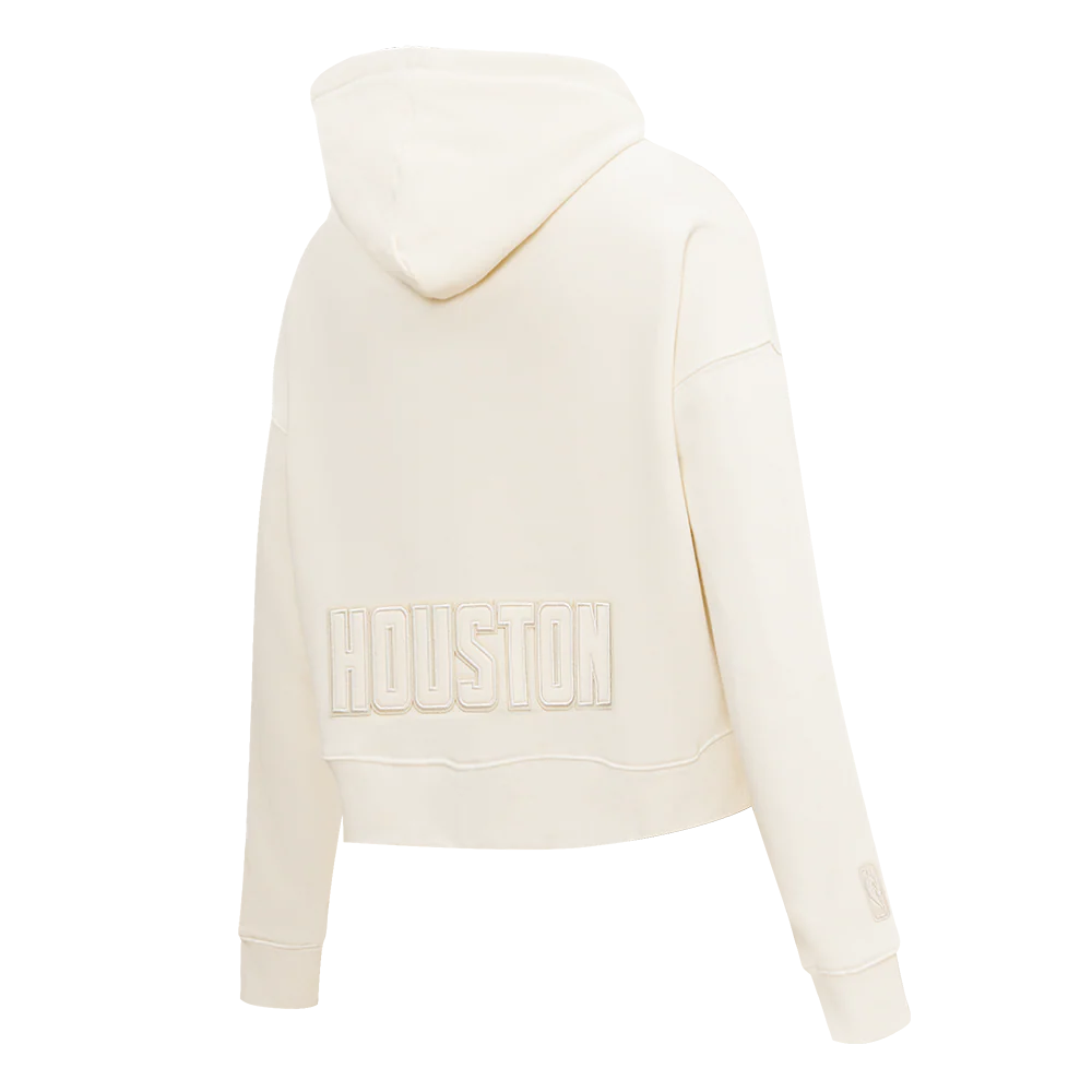 NBA HOUSTON ROCKETS NEUTRAL WOMEN'S CROPPED PULLOVER HOODIE (EGGSHELL) - Image 4