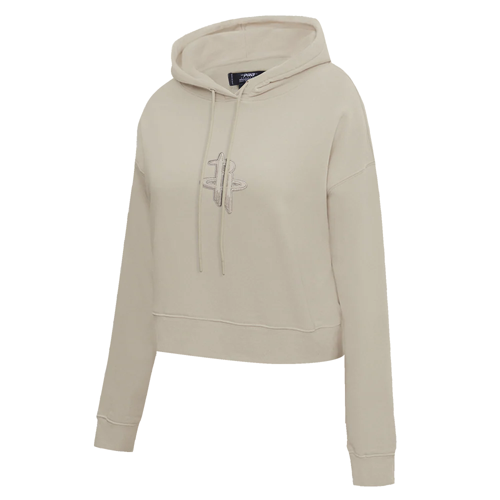 NBA HOUSTON ROCKETS NEUTRAL WOMEN'S CROPPED PULLOVER HOODIE (TAUPE) - Image 2