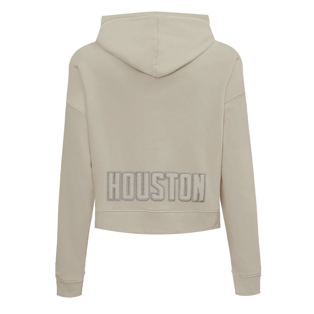 NBA HOUSTON ROCKETS NEUTRAL WOMEN'S CROPPED PULLOVER HOODIE (TAUPE) - Image 3