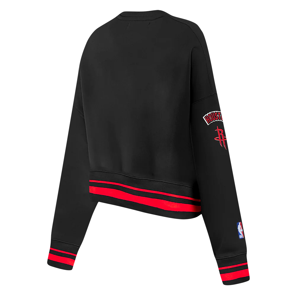 NBA HOUSTON ROCKETS MASHUP WOMEN'S RIB CREWNECK (BLACK/RED/BLACK) - Image 6