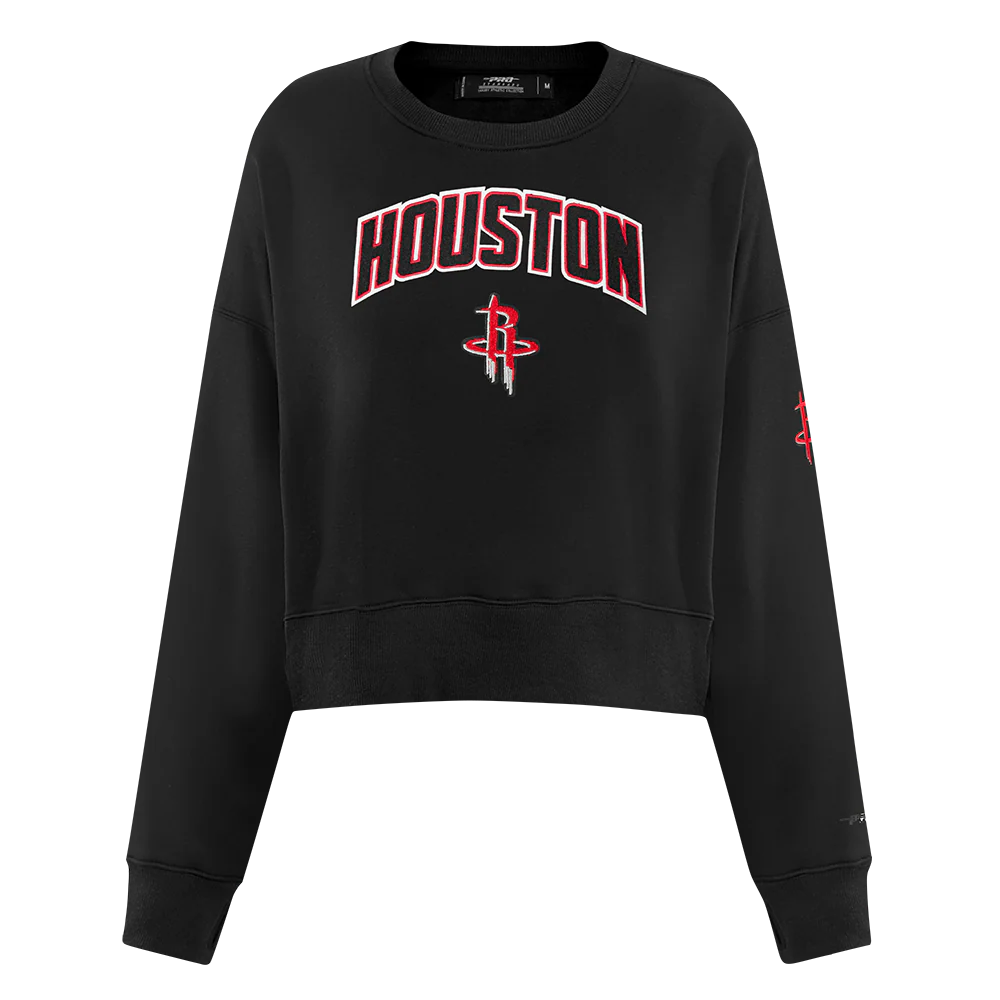 NBA HOUSTON ROCKETS CLASSIC WOMEN'S FLC CREWNECK (BLACK)