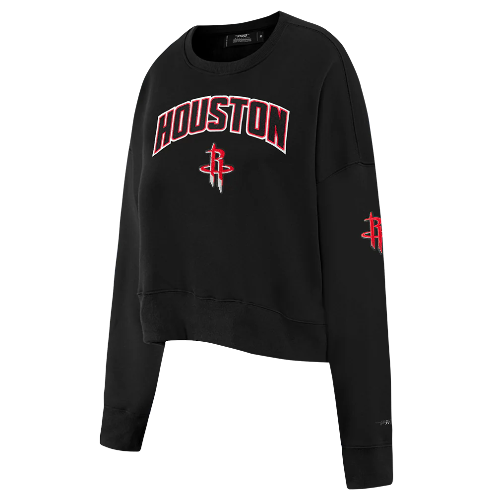 NBA HOUSTON ROCKETS CLASSIC WOMEN'S FLC CREWNECK (BLACK) - Image 2