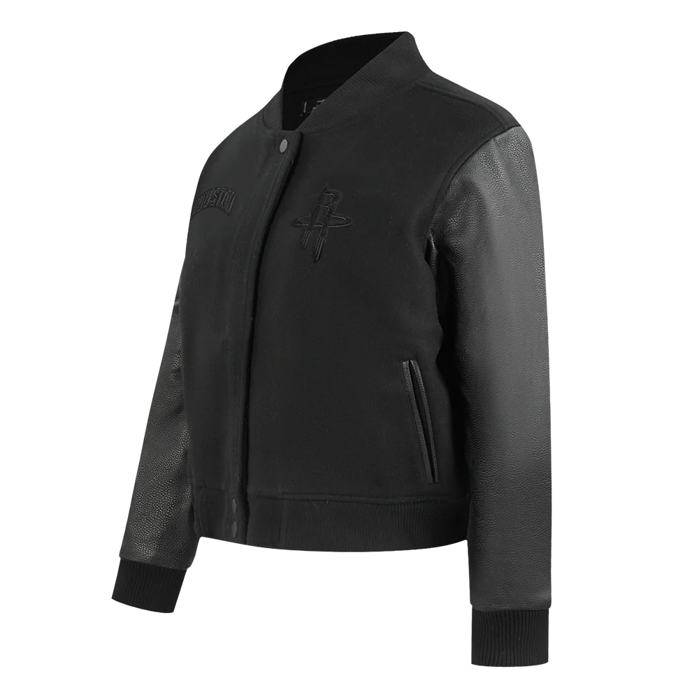 NBA HOUSTON ROCKETS TRIPLE BLACK WOMEN'S WOOL VARSITY JACKET (TRIPLE BLACK WOMEN'S) - Image 2
