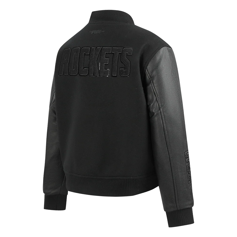 NBA HOUSTON ROCKETS TRIPLE BLACK WOMEN'S WOOL VARSITY JACKET (TRIPLE BLACK WOMEN'S) - Image 4