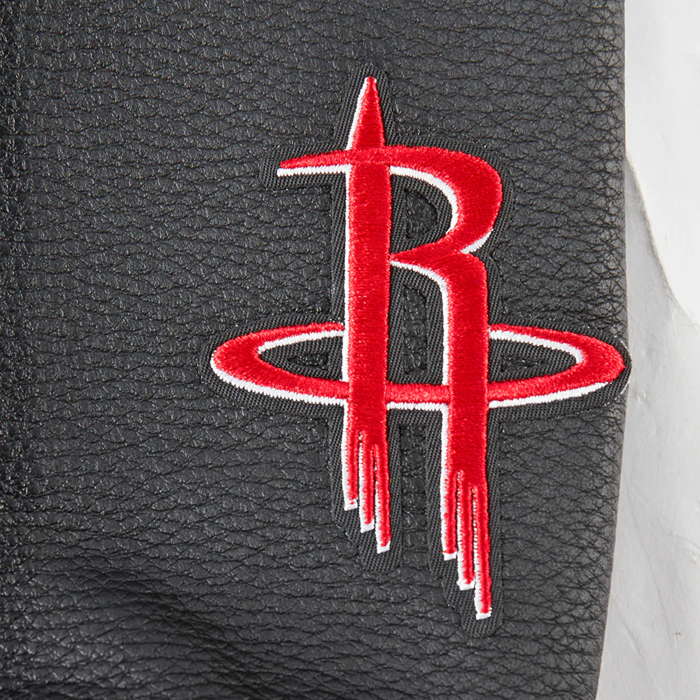 NBA HOUSTON ROCKETS MASHUP WOMEN'S RIB WOOL VARSITY JACKET (BLACK/RED/BLACK) - Image 10