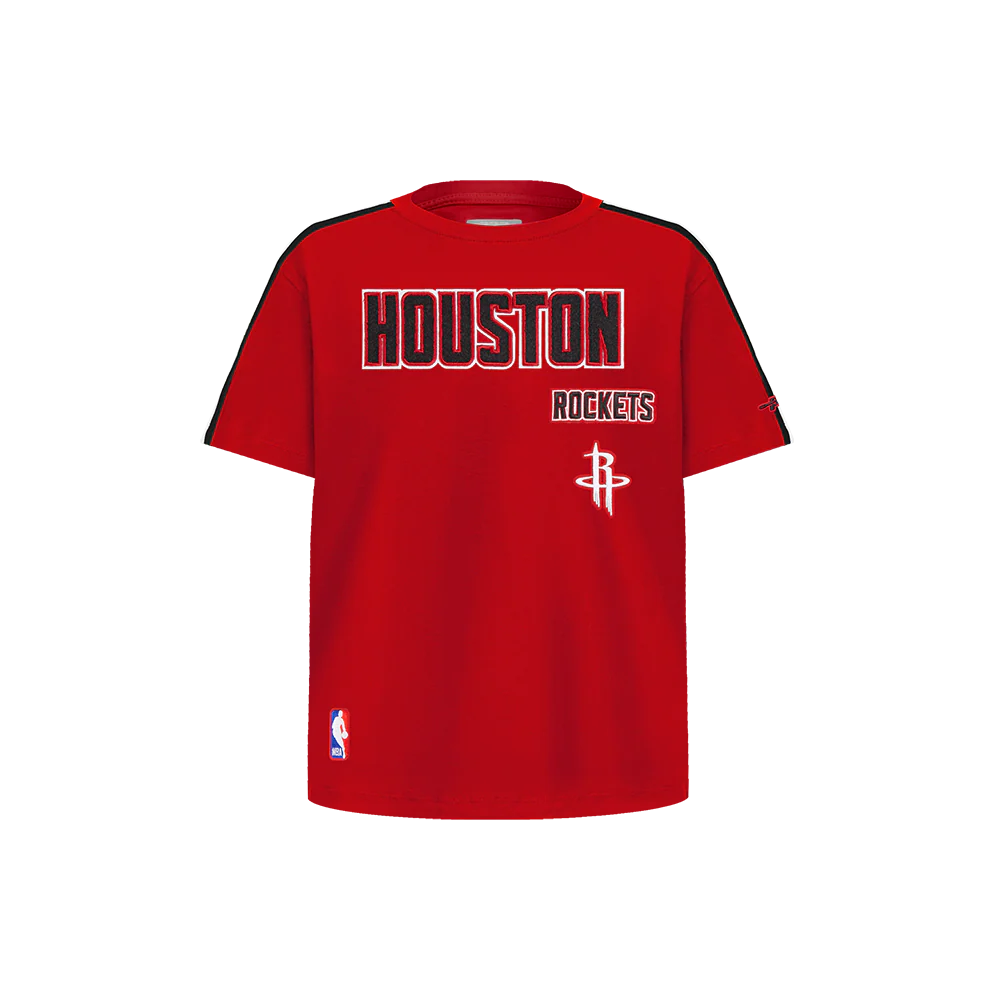 NBA HOUSTON ROCKETS RETRO CLASSIC LITTLE BOYS SHORT SLEEVE TAPING TEE (RED/BLACK)