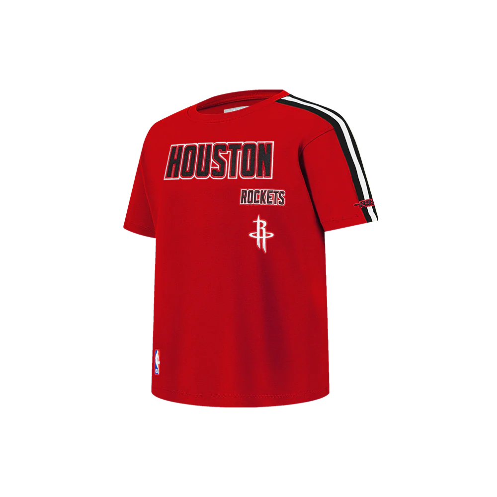 NBA HOUSTON ROCKETS RETRO CLASSIC LITTLE BOYS SHORT SLEEVE TAPING TEE (RED/BLACK) - Image 2