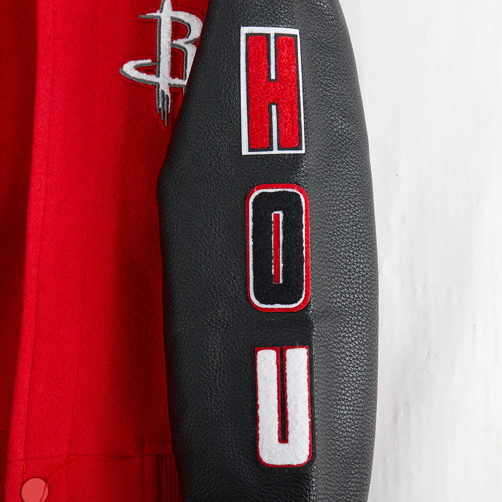 NBA HOUSTON ROCKETS CLASSIC LITTLE BOYS WOOL VARSITY JACKET (RED/BLACK) - Image 10
