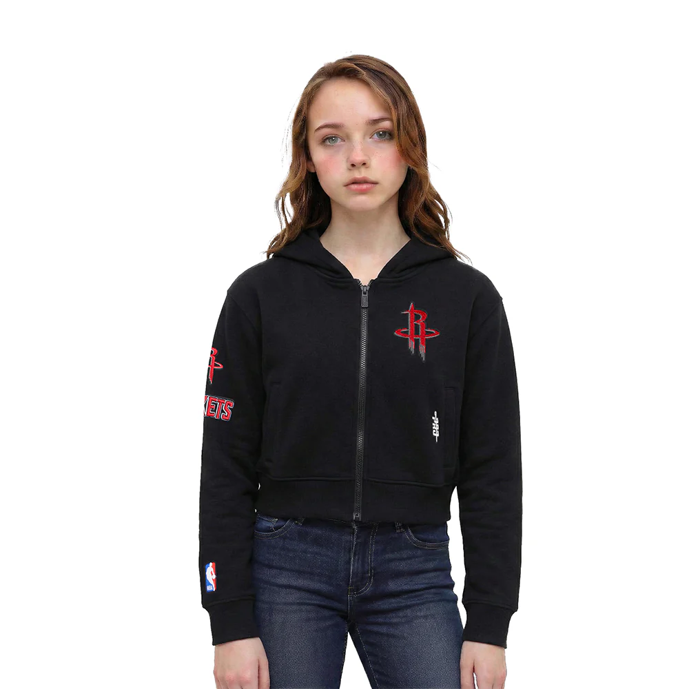 NBA HOUSTON ROCKETS CLASSIC LITTLE GIRLS FLEECE FULL ZIP HOODIE (BLACK)