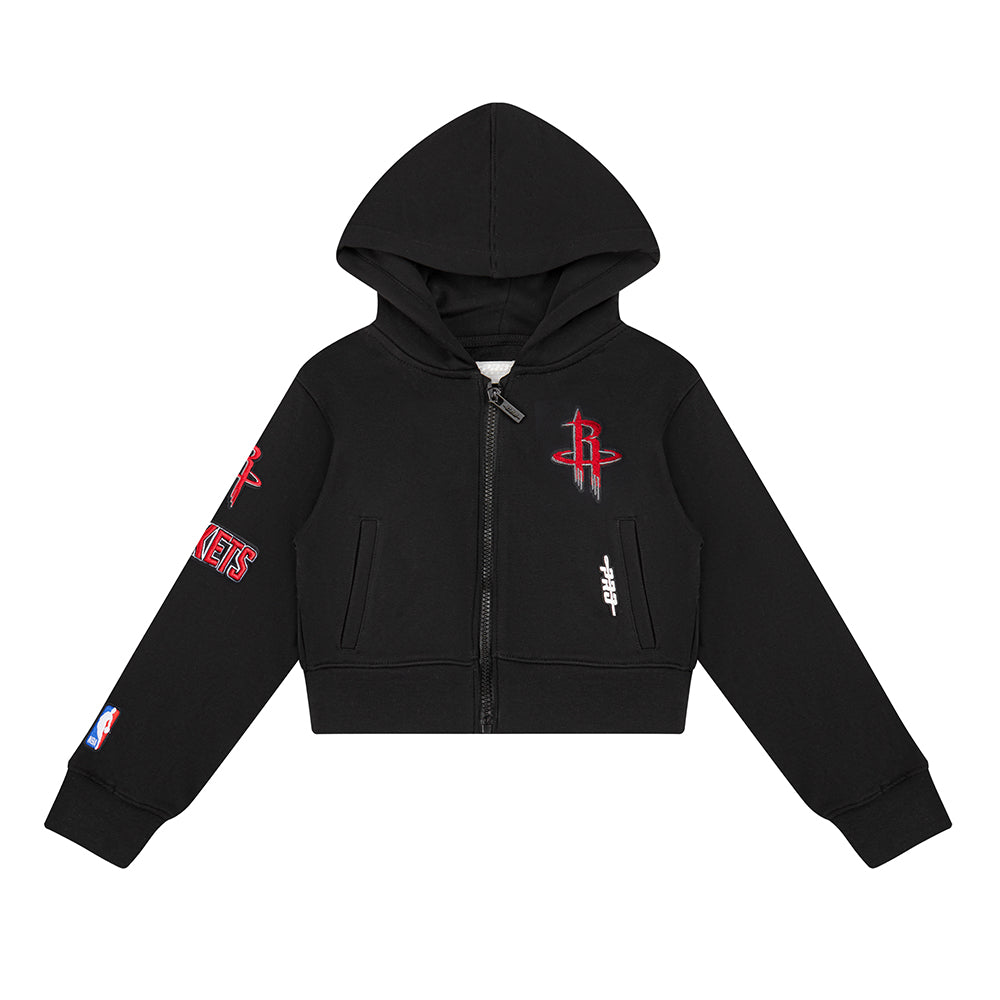 NBA HOUSTON ROCKETS CLASSIC LITTLE GIRLS FLEECE FULL ZIP HOODIE (BLACK) - Image 4