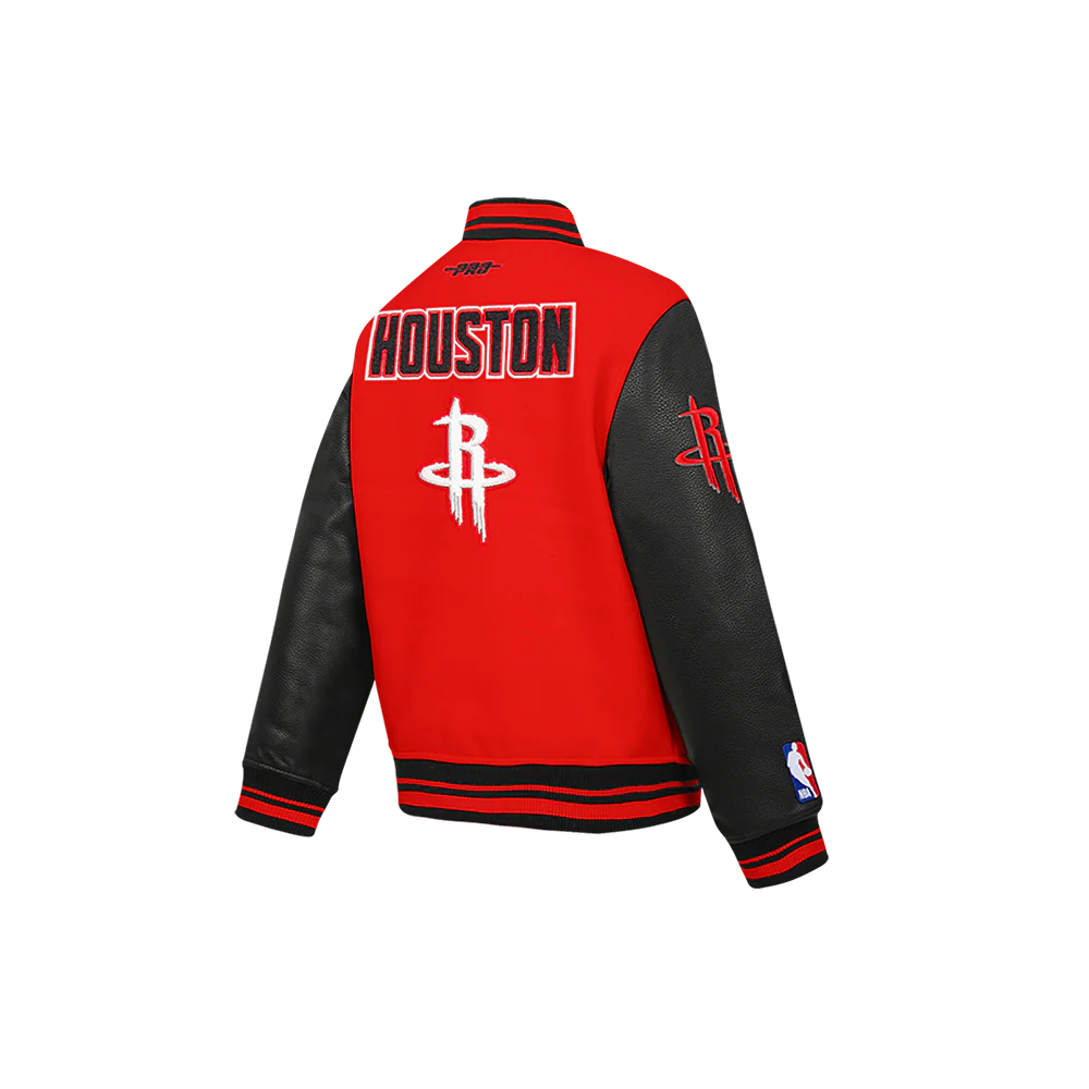 NBA HOUSTON ROCKETS RETRO CLASSIC TODDLER BOYS RIB WOOL VARSITY JACKET (RED/BLACK) - Image 5
