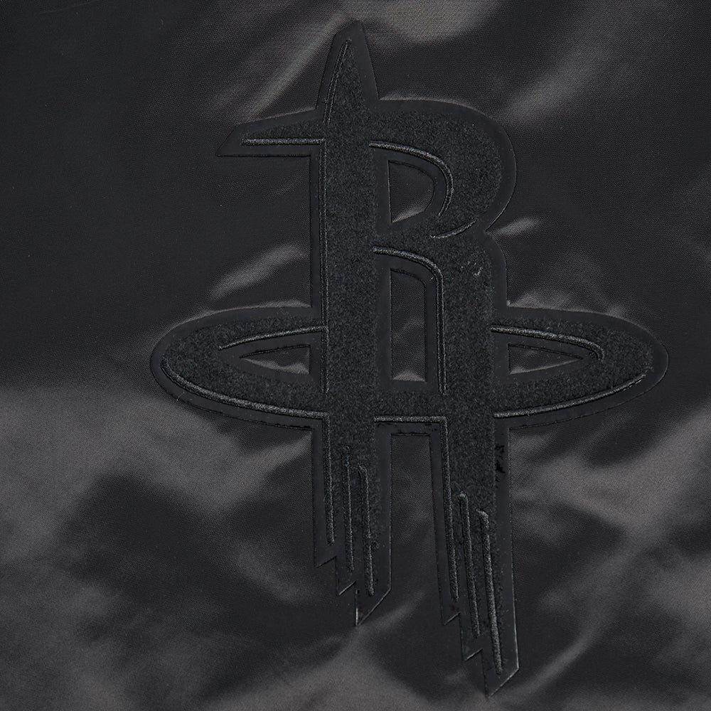 NBA HOUSTON ROCKETS TRIPLE BLACK WOMEN'S SATIN JACKET (TRIPLE BLACK) - Image 5