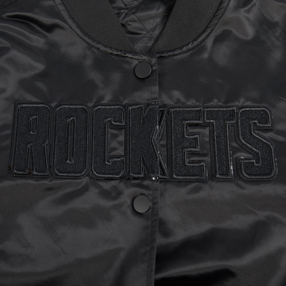 NBA HOUSTON ROCKETS TRIPLE BLACK WOMEN'S SATIN JACKET (TRIPLE BLACK) - Image 6