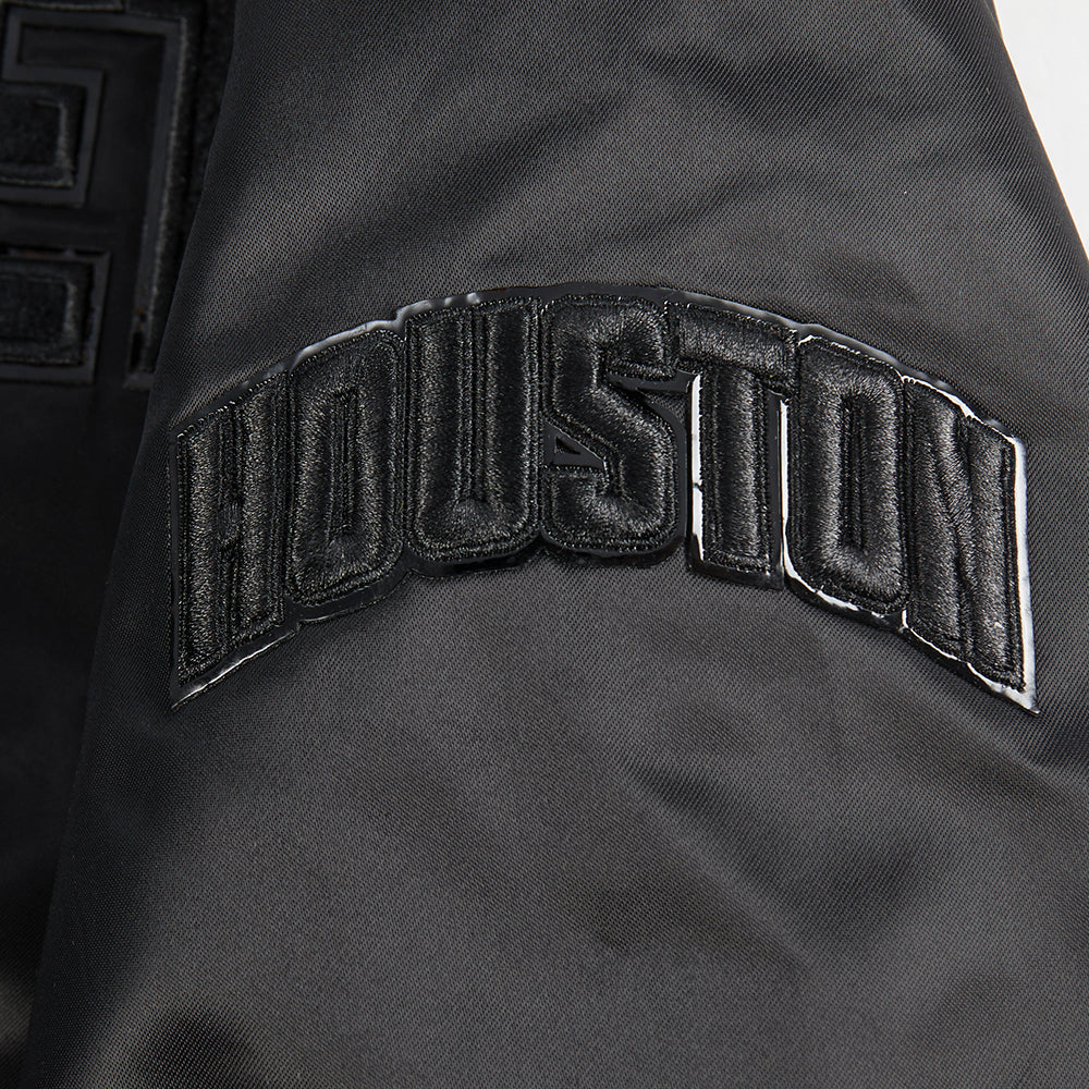 NBA HOUSTON ROCKETS TRIPLE BLACK WOMEN'S SATIN JACKET (TRIPLE BLACK) - Image 7