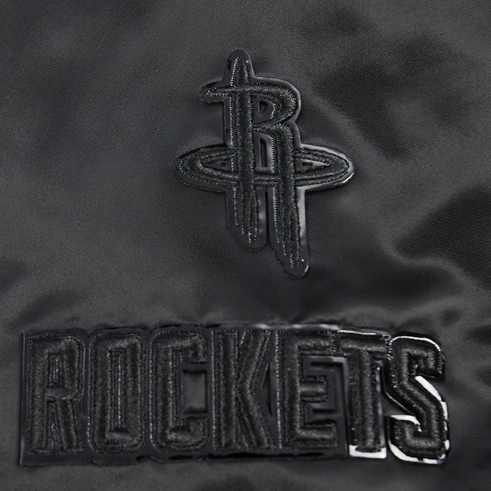 NBA HOUSTON ROCKETS TRIPLE BLACK WOMEN'S SATIN JACKET (TRIPLE BLACK) - Image 8