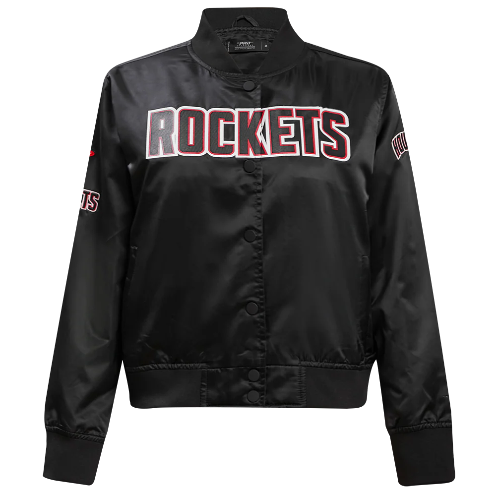 NBA HOUSTON ROCKETS CLASSIC WOMEN'S SATIN JACKET (BLACK)