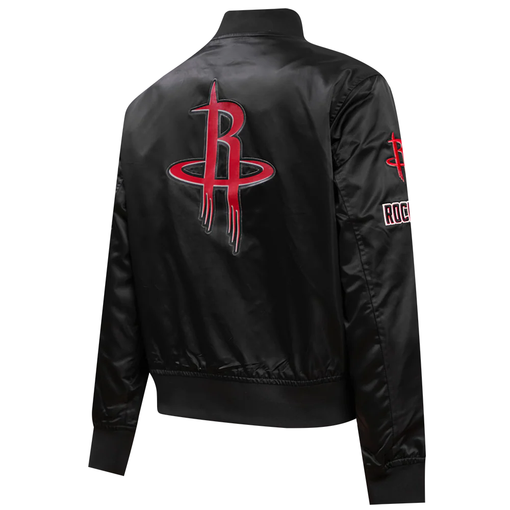 NBA HOUSTON ROCKETS CLASSIC WOMEN'S SATIN JACKET (BLACK) - Image 3