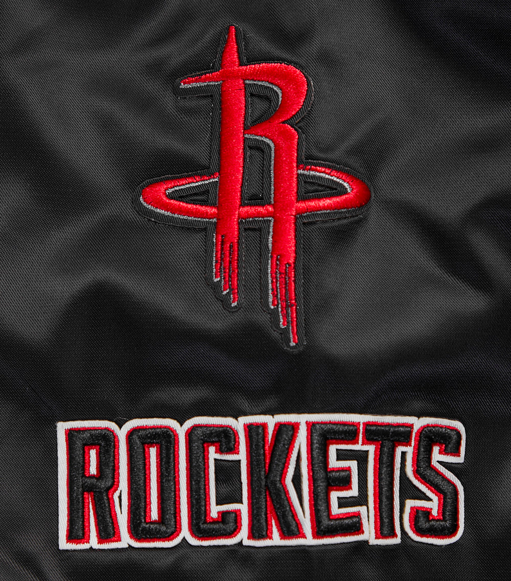 NBA HOUSTON ROCKETS CLASSIC WOMEN'S SATIN JACKET (BLACK) - Image 7