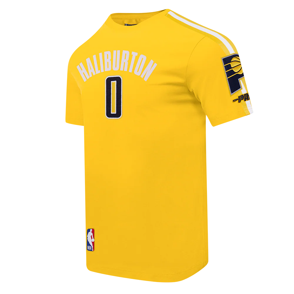 NBA INDIANA PACERS TYRESE HALIBURTON #0 CLASSIC PNN MEN'S SJ TAPING (YELLOW) - Image 4