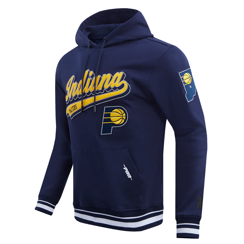 NBA INDIANA PACERS SCRIPT TAIL MEN'S RIB FLC PO HOODIE (MIDNIGHT NAVY) - Image 2