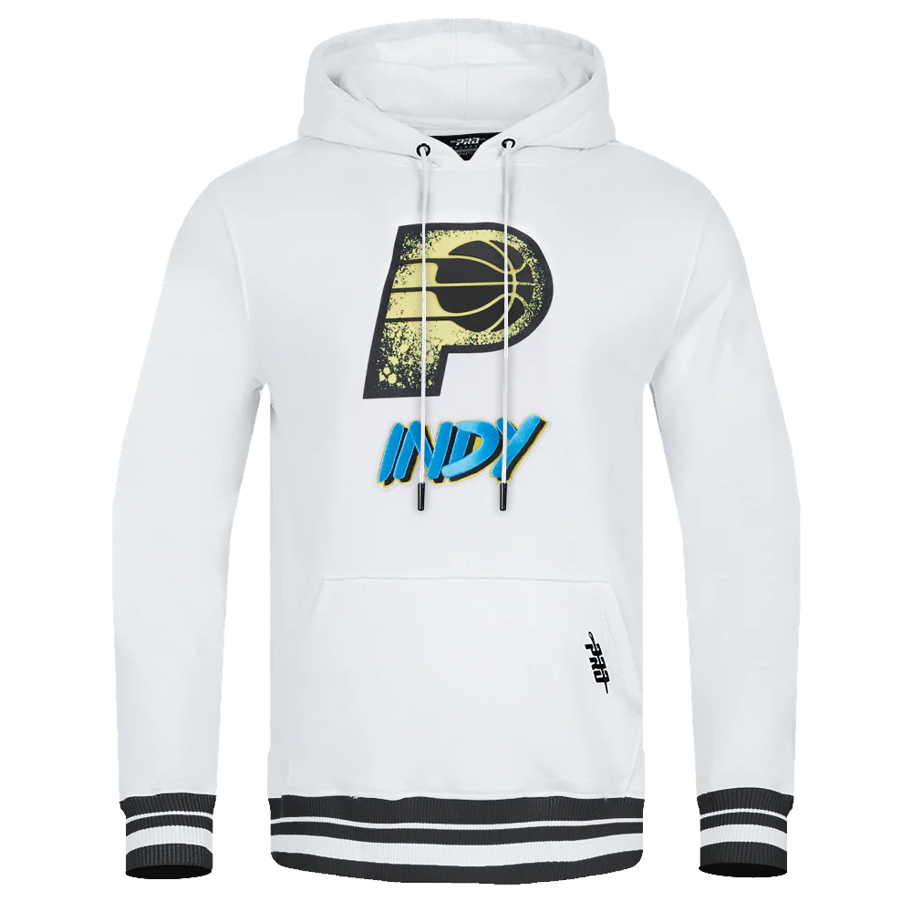 NBA INDIANA PACERS CITY EDITION 24-25 MEN'S RIB FLEECE PULLOVER HOODIE (WHITE/BLACK)