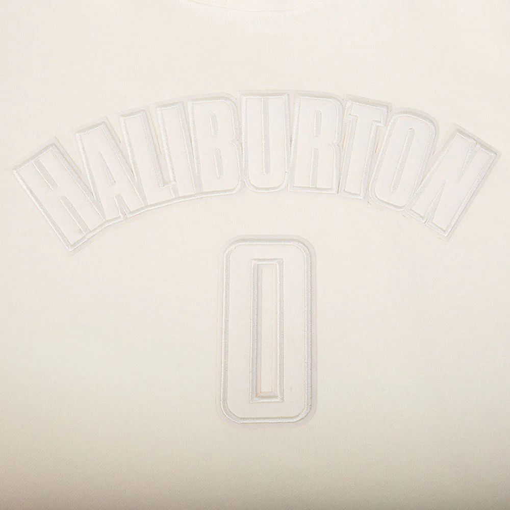NBA INDIANA PACERS TYRESE HALIBURTON #0 NEUTRAL PNN MEN'S DROP SHOULDER FLC PO HOODIE (EGGSHELL) - Image 10