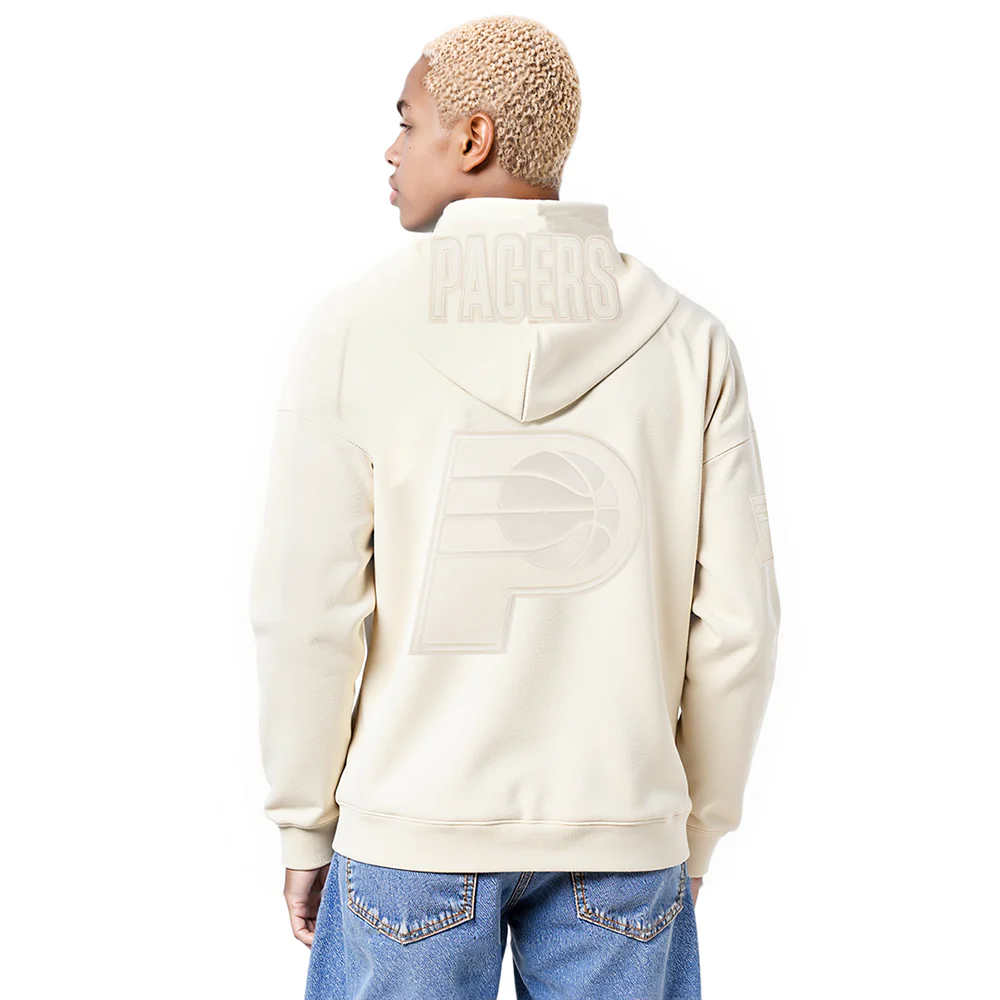 NBA INDIANA PACERS TYRESE HALIBURTON #0 NEUTRAL PNN MEN'S DROP SHOULDER FLC PO HOODIE (EGGSHELL) - Image 2