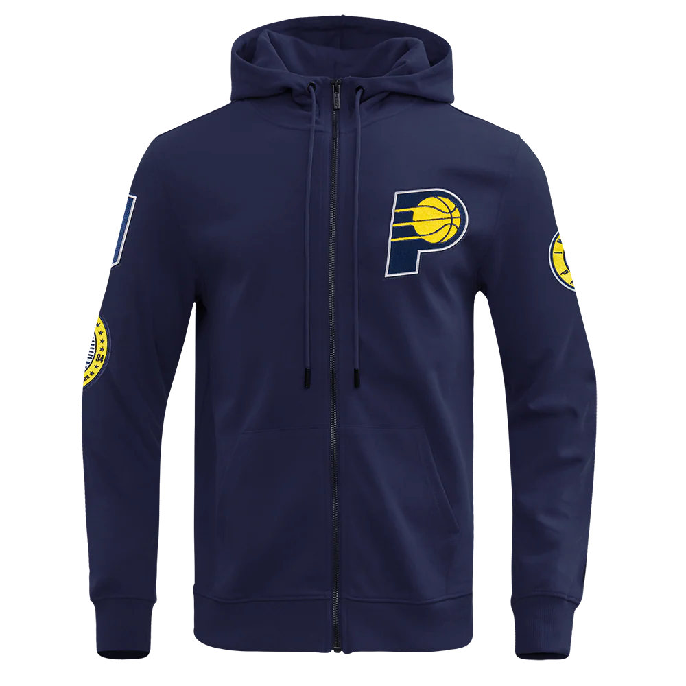 NBA INDIANA PACERS CLASSIC CHENILLE MEN'S DK FULL ZIP PULLOVER HOODIE (MIDNIGHT NAVY) - Image 3