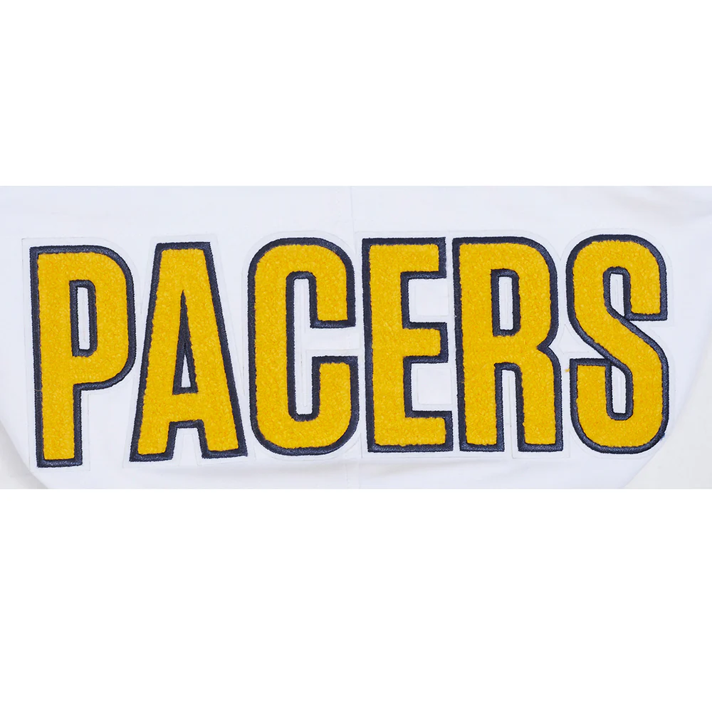 NBA INDIANA PACERS CLASSIC CHENILLE DOUBLE KNIT FULL ZIP PULLOVER HOODIE (WHITE) - Image 13