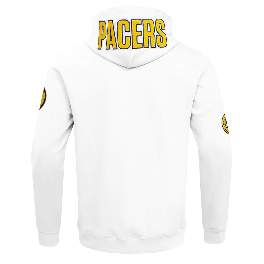 NBA INDIANA PACERS CLASSIC CHENILLE DOUBLE KNIT FULL ZIP PULLOVER HOODIE (WHITE) - Image 5