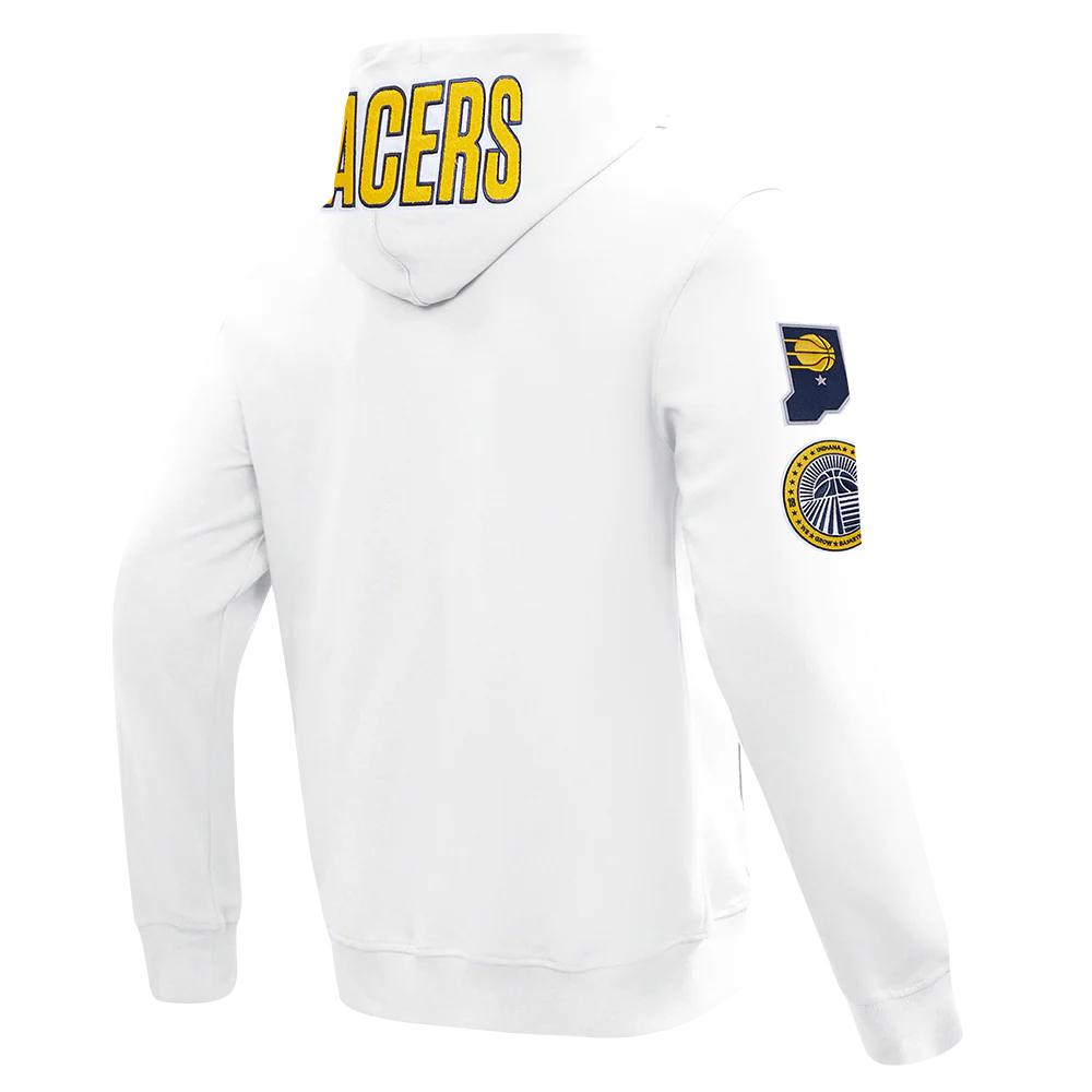 NBA INDIANA PACERS CLASSIC CHENILLE DOUBLE KNIT FULL ZIP PULLOVER HOODIE (WHITE) - Image 6