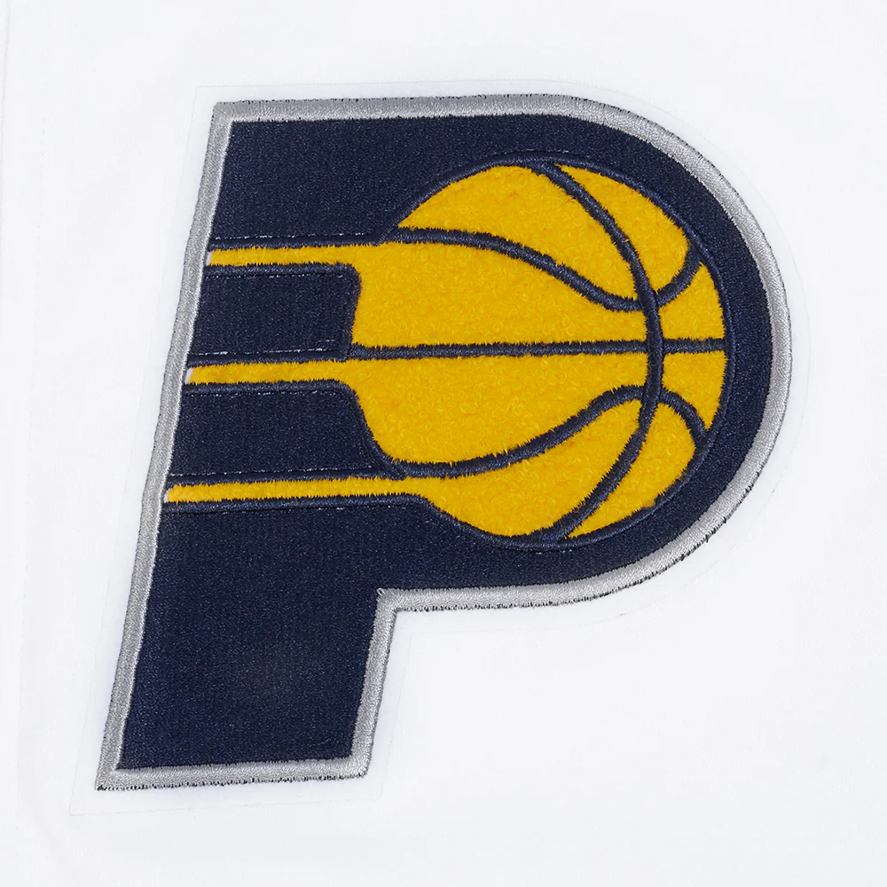 NBA INDIANA PACERS CLASSIC CHENILLE DOUBLE KNIT FULL ZIP PULLOVER HOODIE (WHITE) - Image 9
